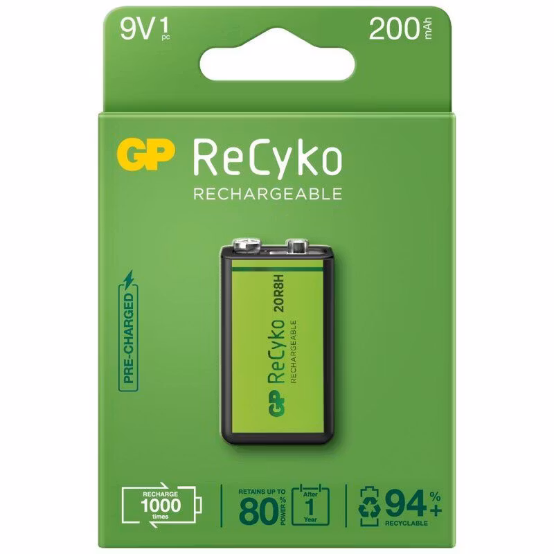 GP 9V ReCyko 200mAh uppladdningsbart batteri