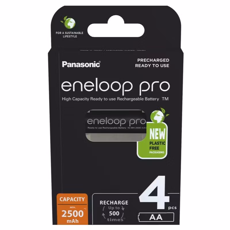 Uppladdningsbara batterier AA / R6, 4 x Panasonic Eneloop PRO NEW 2500mAh