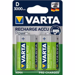 Uppladdningsbara batterier, 2 st Varta D / R20 Ni-MH 3000mAh