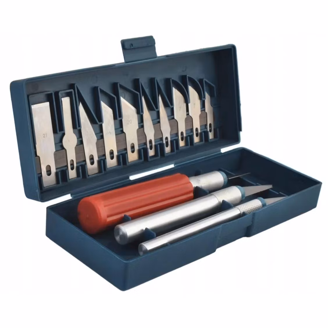 Modelleringskniv, skalpellkniv, set med 13 blad +fodral