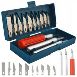 Modelleringskniv, skalpellkniv, set med 13 blad +fodral