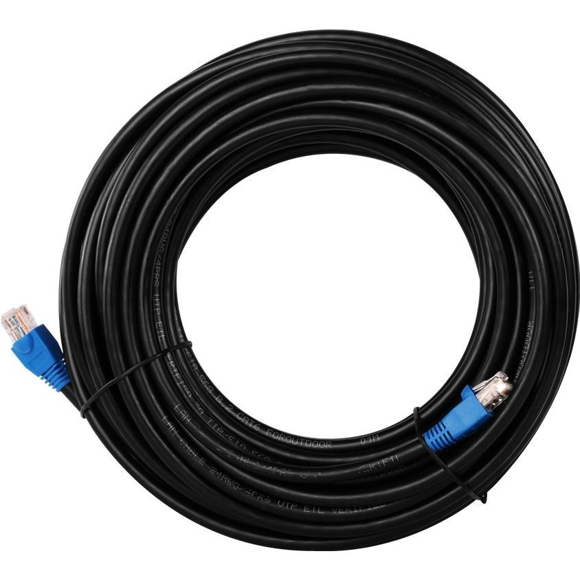 CAT 6 utomhus Patch-kabel, U/UTP, svart, 20 meter