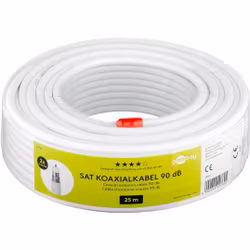 90° dB SAT koaxialkabel, dubbelskärmad, 25 meter