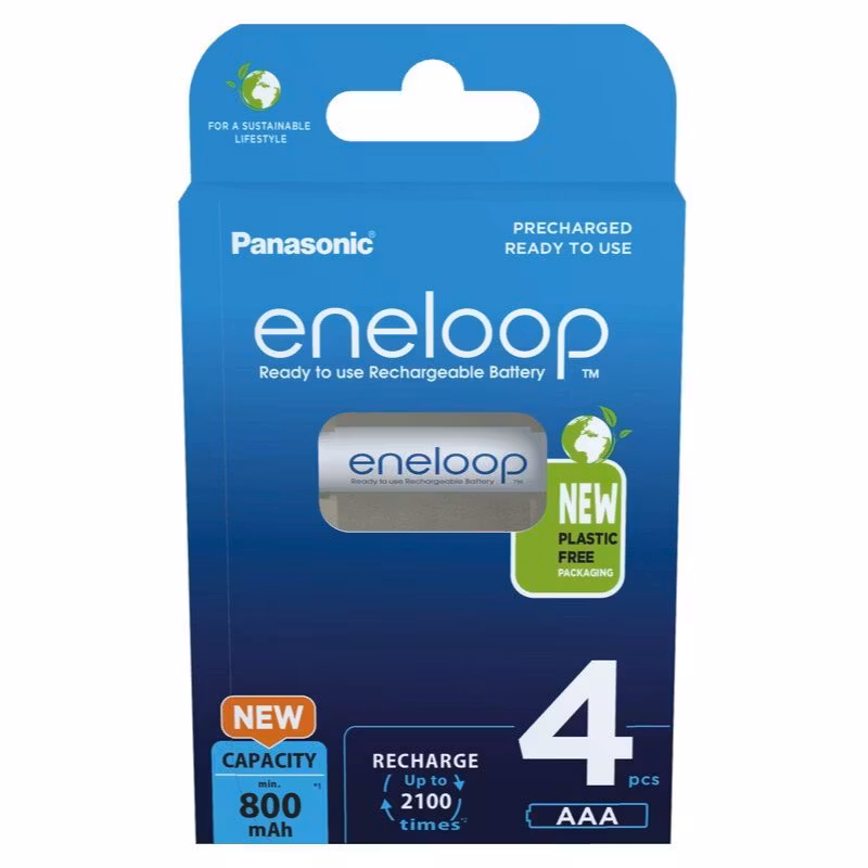 Uppladdningsbara batterier 4 x Panasonic Eneloop R03 / AAA 800mAh, BK-4MCDE