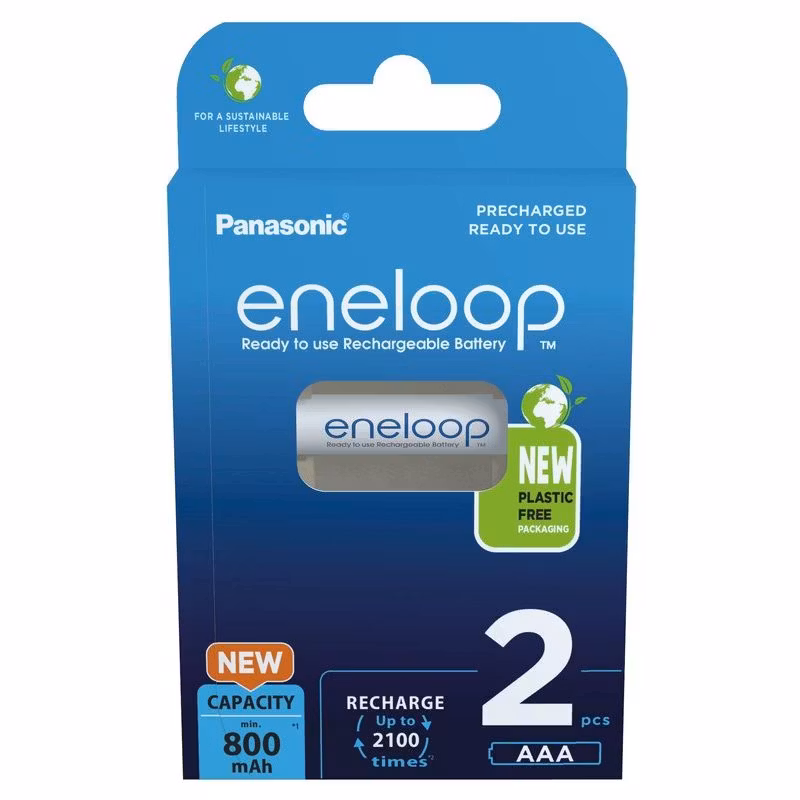 Uppladdningsbara batterier 2 x Panasonic Eneloop R03 AAA 800mAh, BK-4MCDE