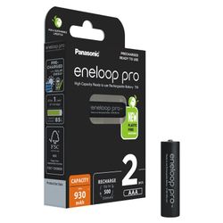 Uppladdningsbara batterier 2 x Panasonic Eneloop PRO NEW R03 AAA 930mAh BK-4HCDE