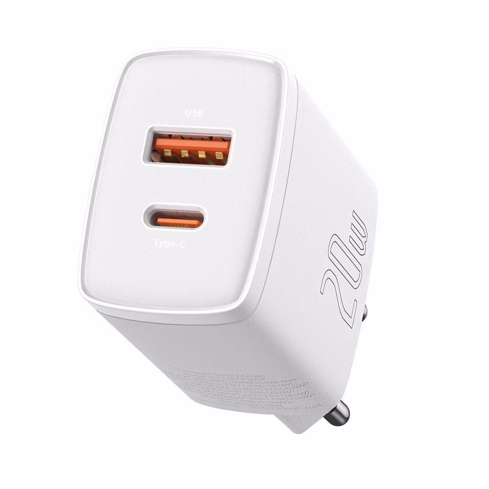 Baseus Compact Snabb USB / USB Typ C Laddare 20W 3A Strömförsörjning Snabbladdning 3.0 vit