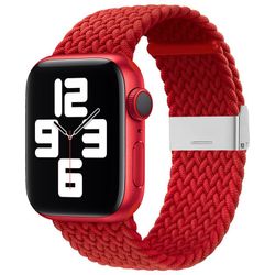 Klockarmband med flätat RÖTT tygband för Apple Watch Ultra / 8/7/6 / SE / 5/4/3/2 (49 mm / 45 mm / 44 mm / 42 mm)