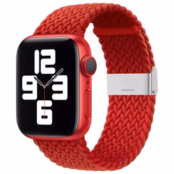 Klockarmband med flätat RÖTT tygband för Apple Watch Ultra / 8/7/6 / SE / 5/4/3/2 (49 mm / 45 mm / 44 mm / 42 mm)