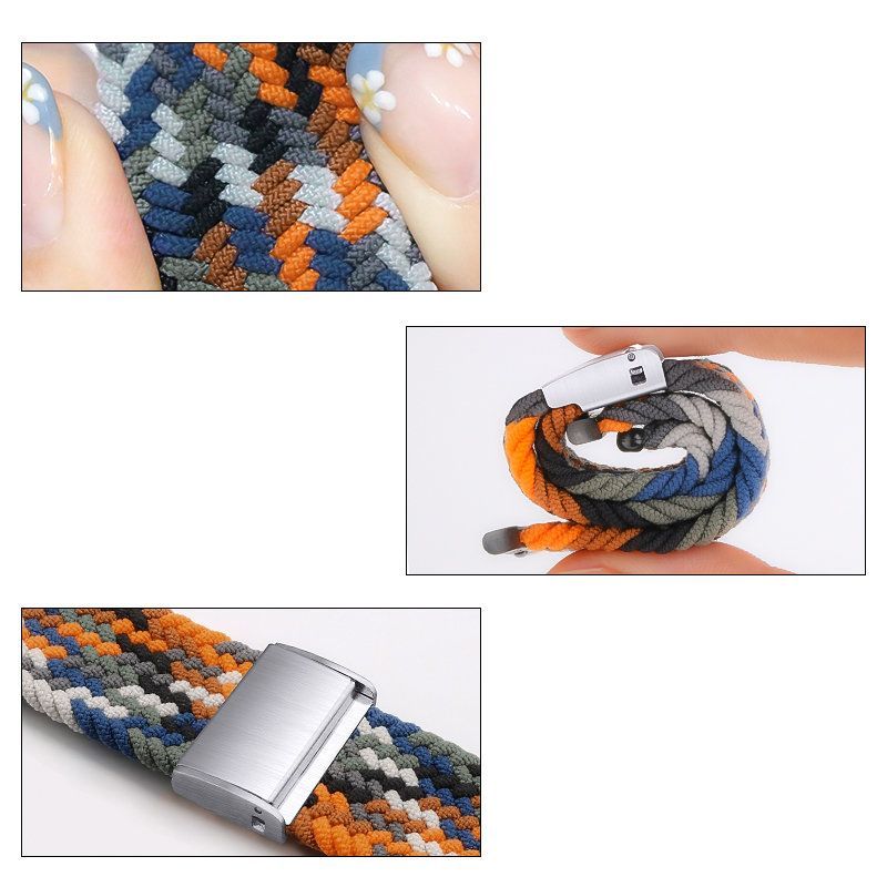 Klockarmband med flätat GRÖNT tygband för Apple Watch Ultra / 8/7/6 / SE / 5/4/3/2 (49 mm / 45 mm / 44 mm / 42 mm)