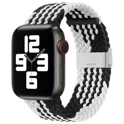 Klockarmband med flätat Svart/Vitt tygband för Apple Watch Ultra / 8/7/6 / SE / 5/4/3/2 (49 mm / 45 mm / 44 mm / 42 mm)