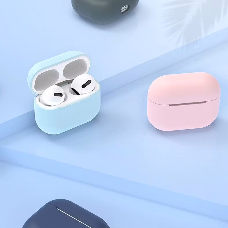 AirPods fodral - silikon, mjukt skal, hörlursfodral vita