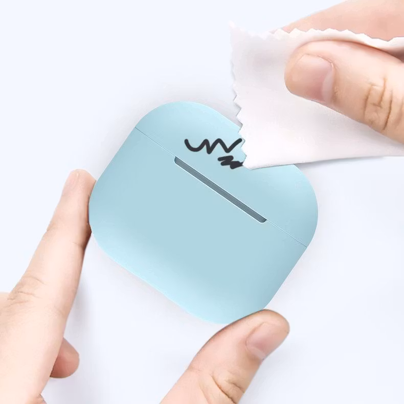 AirPods fodral - silikon, mjukt skal, hörlursfodral, vit