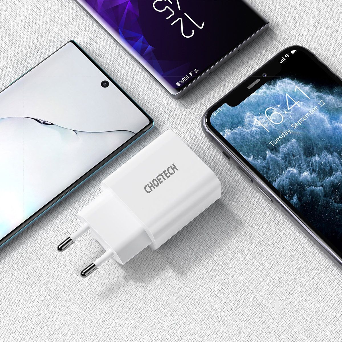 Choetech USB väggladdare Typ C PD 20W vit väggladdare