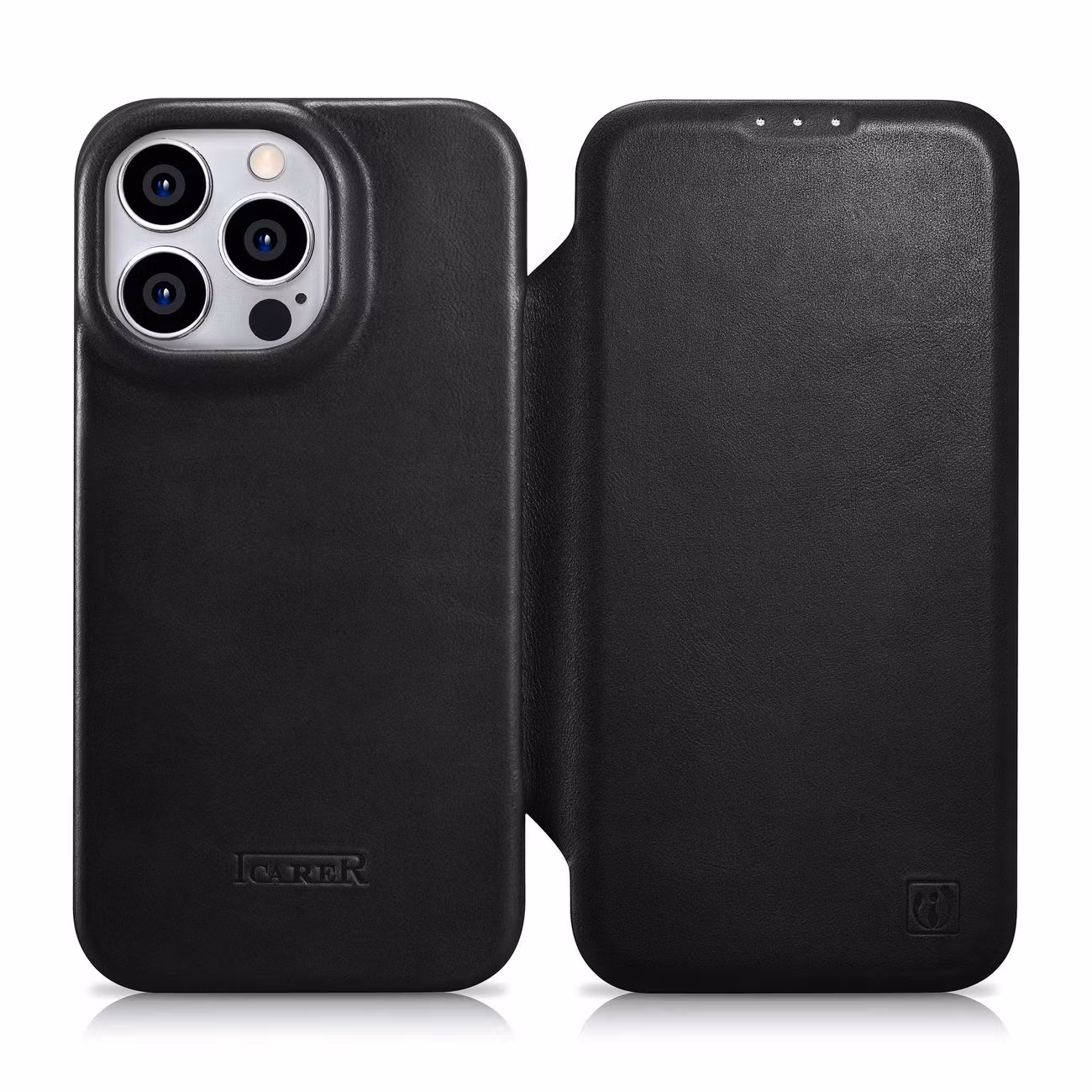 iPhone 14 Pro Max iCarer CE Oil Wax Premium Leather Folio Case Läderfodral