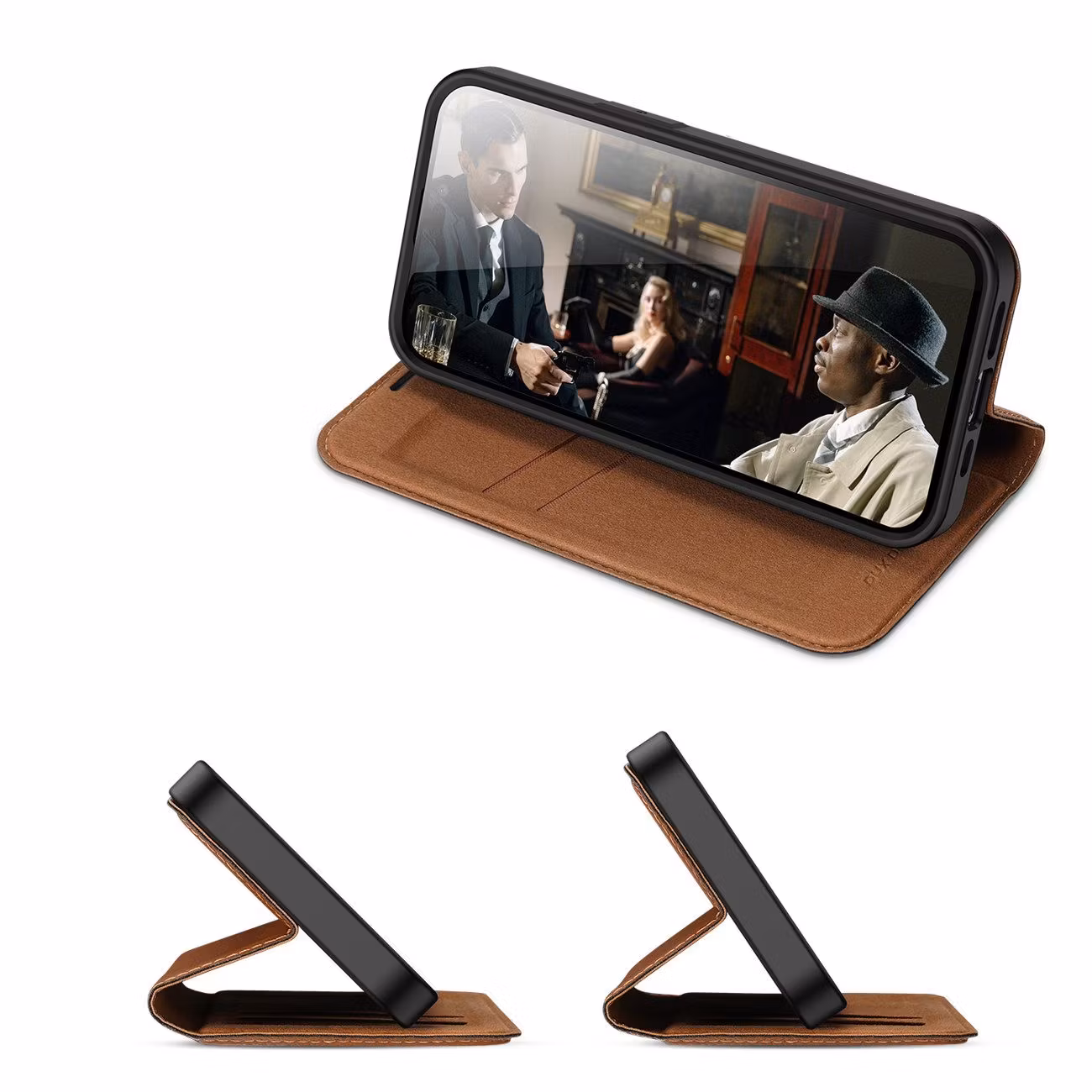 Dux Ducis Skin X2 fodral till iPhone 14 Pro Max magnetiskt flipfodral brun bild 12