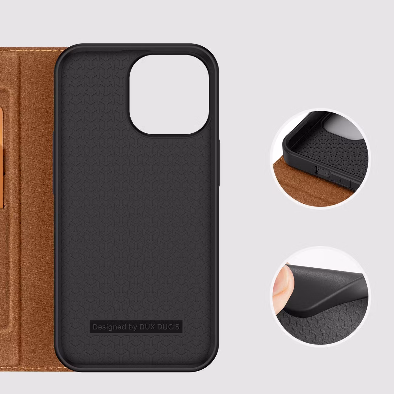 Dux Ducis Skin X2 fodral till iPhone 14 Pro Max magnetiskt flipfodral brun bild 11
