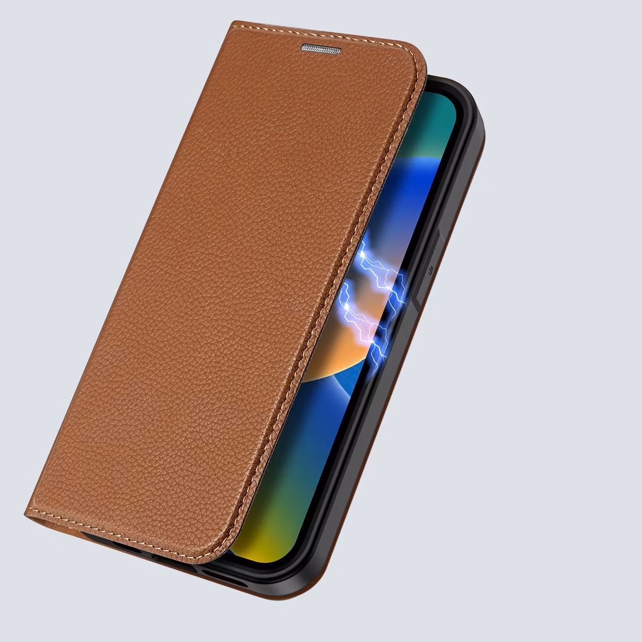 Dux Ducis Skin X2 fodral till iPhone 14 Pro Max magnetiskt flipfodral brun bild6