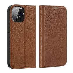 Dux Ducis Skin X2 fodral till iPhone 14 Pro Max magnetiskt flipfodral brun