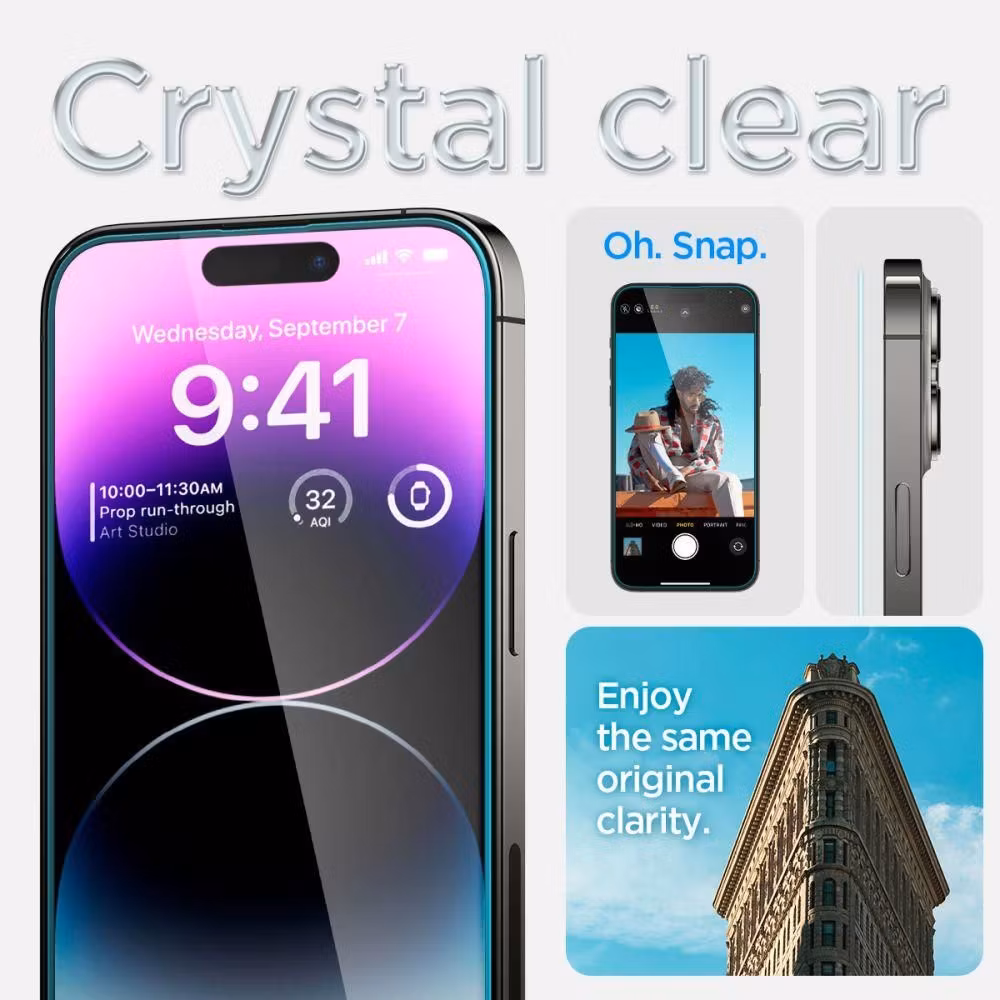 Spigen iPhone 14 Pro Max Skärmskydd GLAS.tR EZ Fit 2-pack bild 12