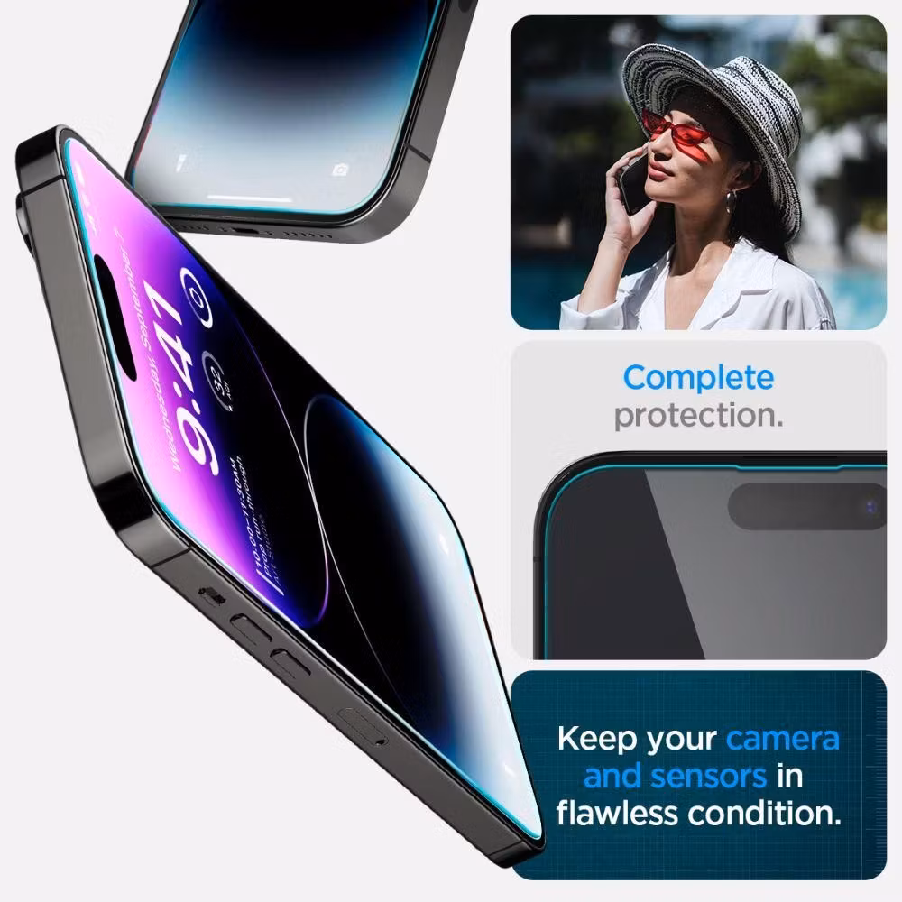 Spigen iPhone 14 Pro Max Skärmskydd GLAS.tR EZ Fit 2-pack bild 11