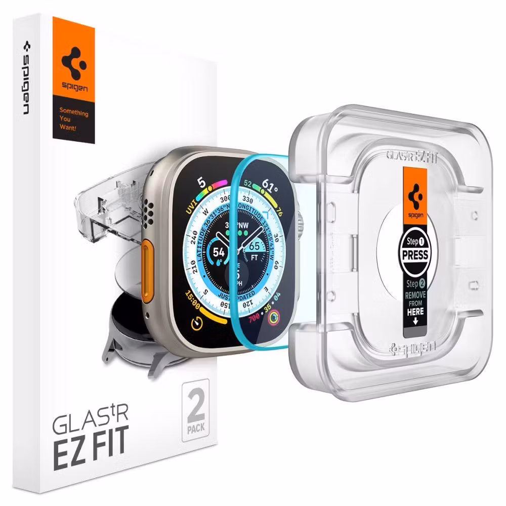 Apple Watch ULTRA (49 MM) Härdat Glas Spigen GLAS.TR "EZ FIT" 2-pack  CLEAR