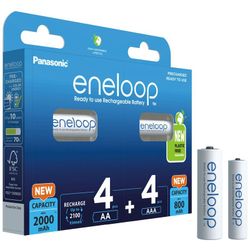 Uppladdningsbara batterier MIX 4 x R6/AA + 4 x R03/AAA Panasonic Eneloop
