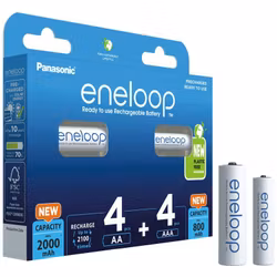 Uppladdningsbara batterier MIX 4 x R6/AA + 4 x R03/AAA Panasonic Eneloop