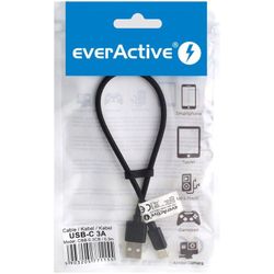 Nylon USB-kabel - USB-C everActive CBB-0.3CB 0.3m svart