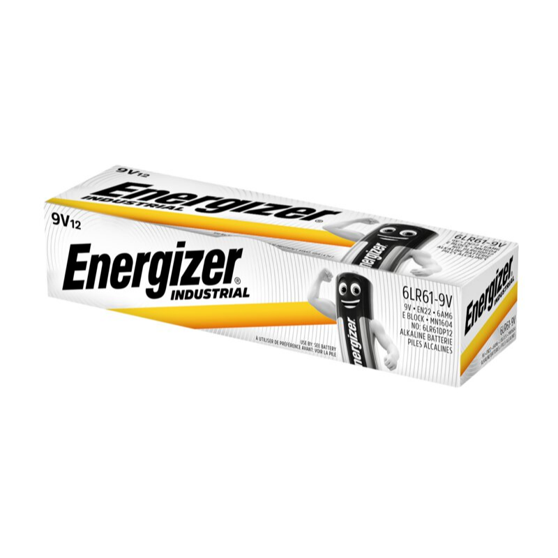 12 x Energizer Industrial 6LR61 9V Alkaliska batterier