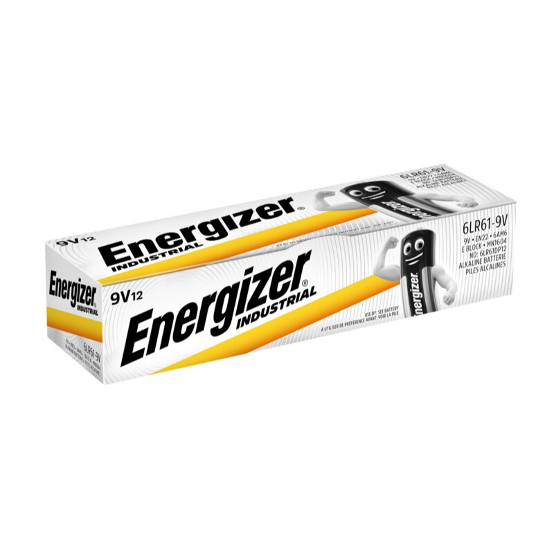 9V batterier Energizer Industrial, 12 st alkaliska batterier