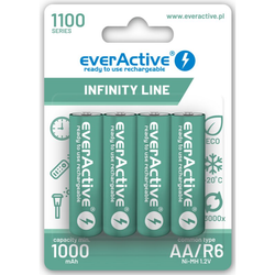 Uppladdningsbara batterier, 4 x everActive R6/AA Ni-MH 1100 mAh