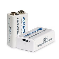 EverActive 9V Li-ion 550mAh batteri - USB-C Laddning