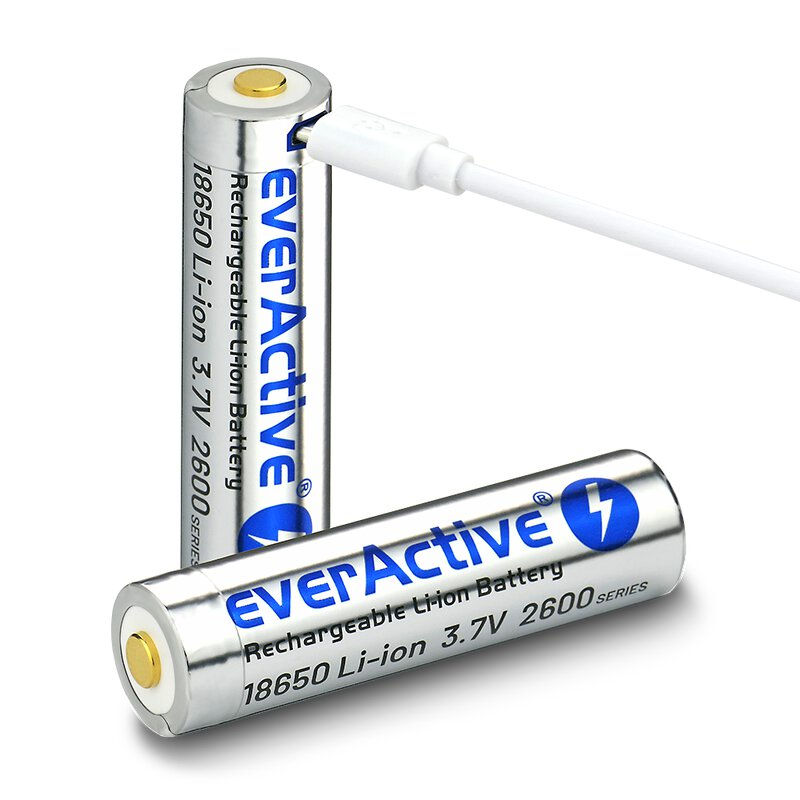 everActive 18650 3,7V Li-ion 2600mAh mikro-USB-batteri med BOX-skydd