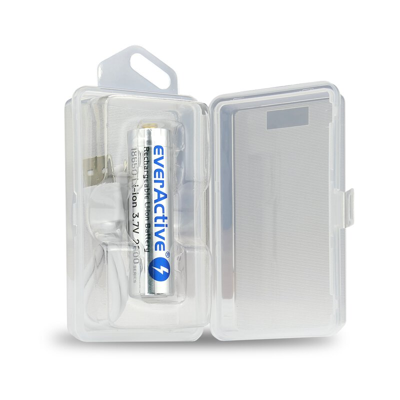 everActive 18650 3,7V Li-ion 2600mAh mikro-USB-batteri med BOX-skydd