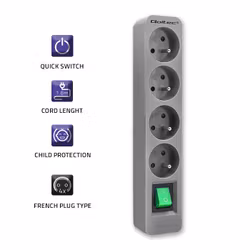 Qoltec grenuttag | 4 uttag | 1,8m | Grå