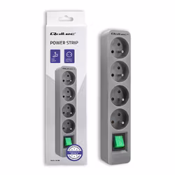 Qoltec grenuttag | 4 uttag | 1,8m | Grå