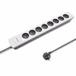 Qoltec grenuttag | 8 uttag | 1,8m | Vit-grå