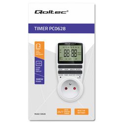 Qoltec elektronisk timer PC0628 | 3680W | 16A | LCD