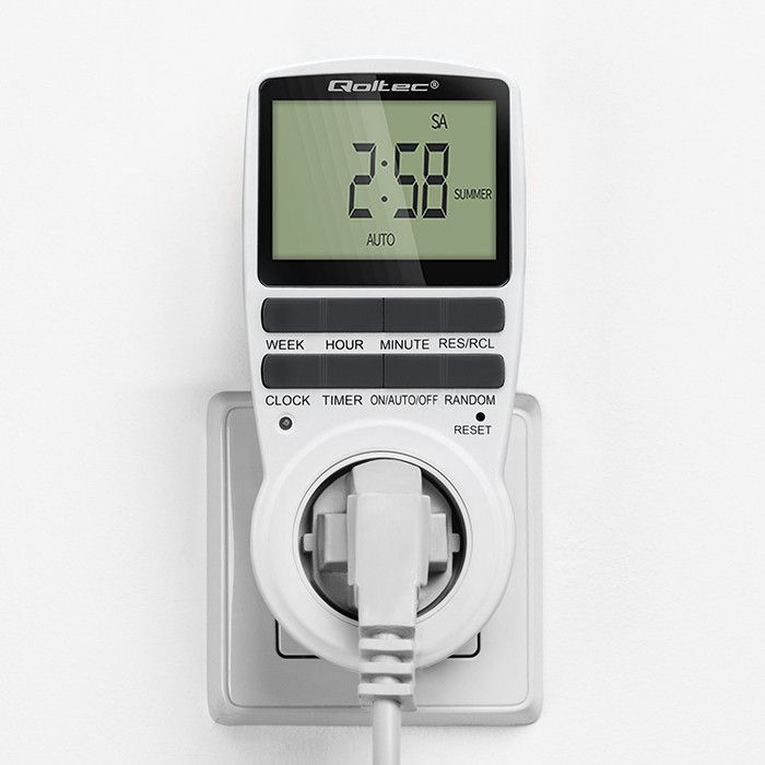 Qoltec elektronisk timer PC0628 | 3680W | 16A | LCD