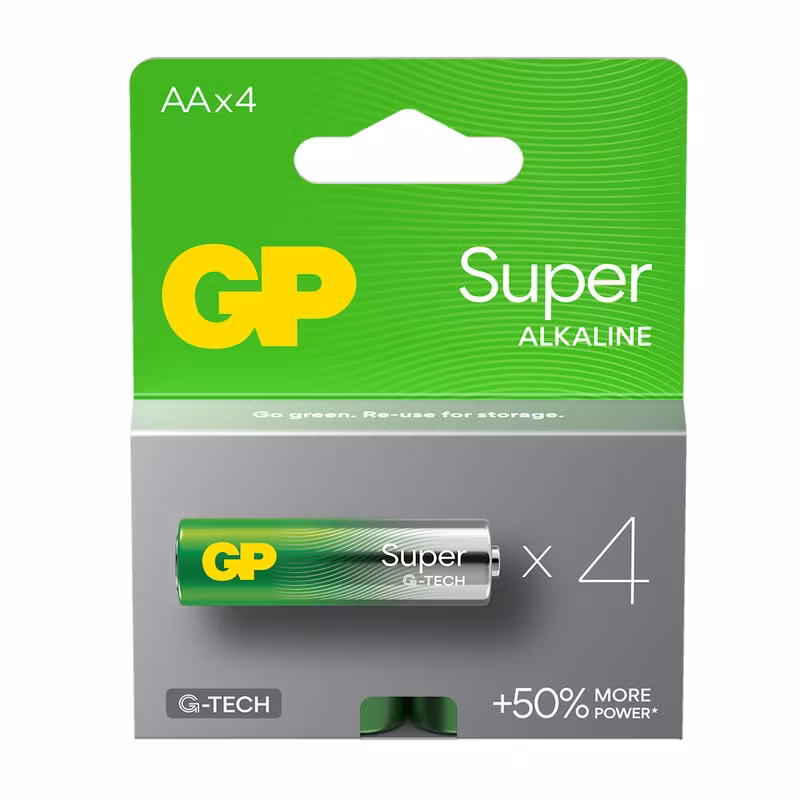 4 x GP Super Alkaline G-TECH LR6/AA Alkaline Batteri