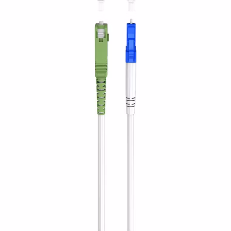 Fiberoptisk Kabel Singlemode (OS2) SC-APC > LC-UPC Vit, 25 m (Simplex)