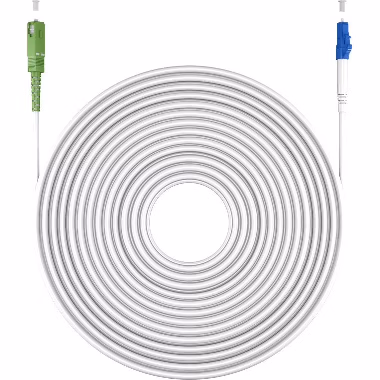 Fiberoptisk Kabel Singlemode (OS2) SC-APC > LC-UPC Vit, 25 m (Simplex)