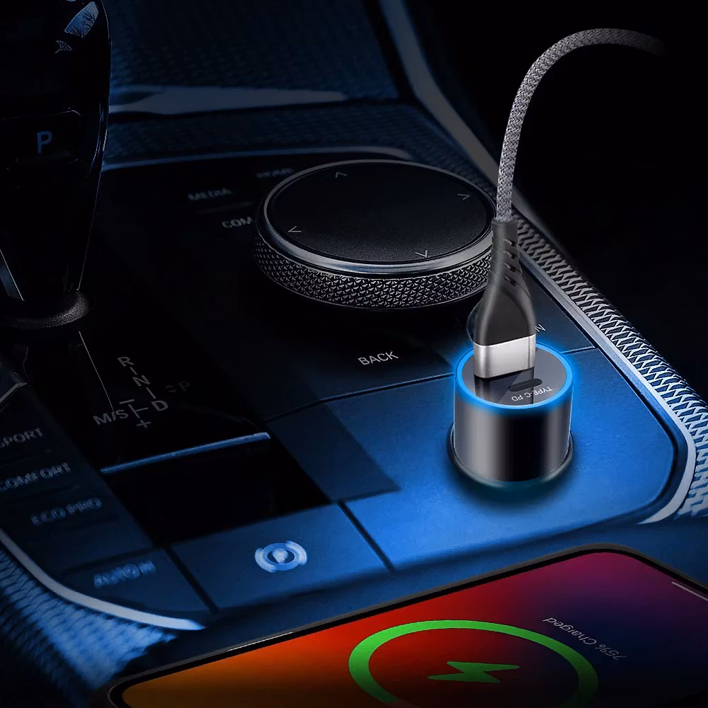 Billaddare med QC3.0 och USB-C PD 36W