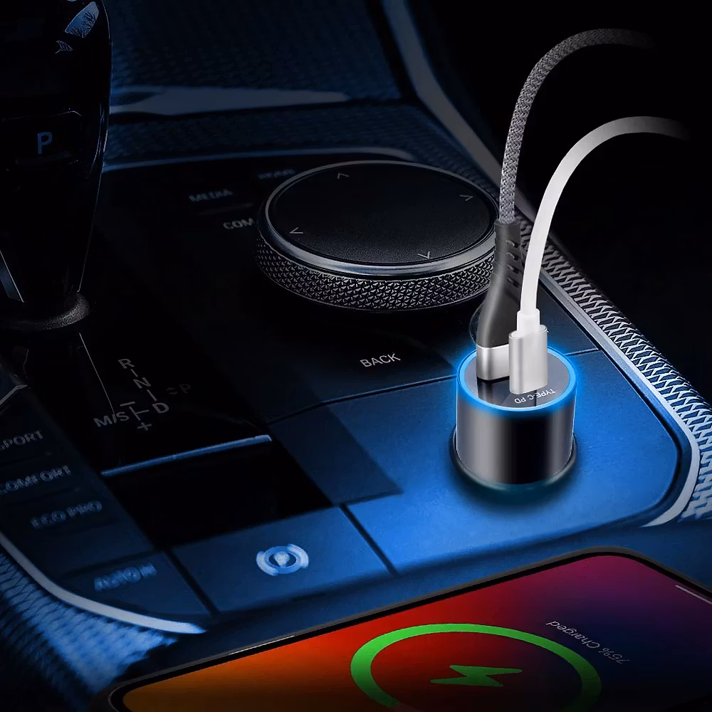 Billaddare med QC3.0 och USB-C PD 36W