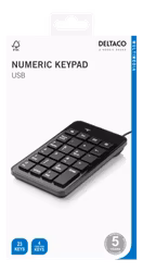 DELTACO Numeriskt Tangentbord – USB, 23 Tangenter, Svart