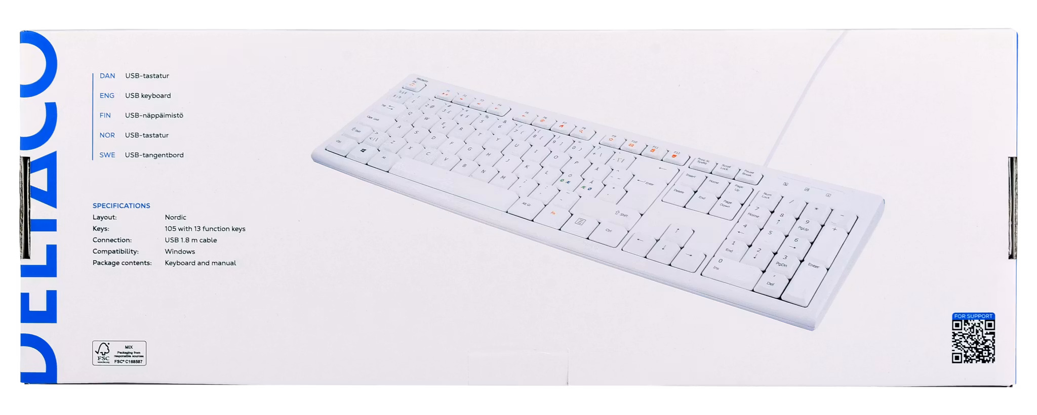 DELTACO TB-628 Tangentbord – Slimmat & USB-anslutning