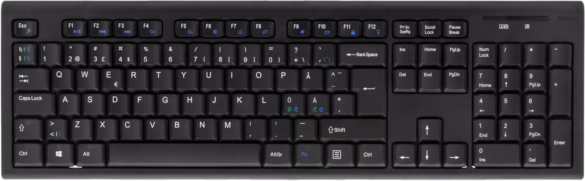 DELTACO TB-122 Trådlöst Tangentbord – Nordisk Layout, Svart