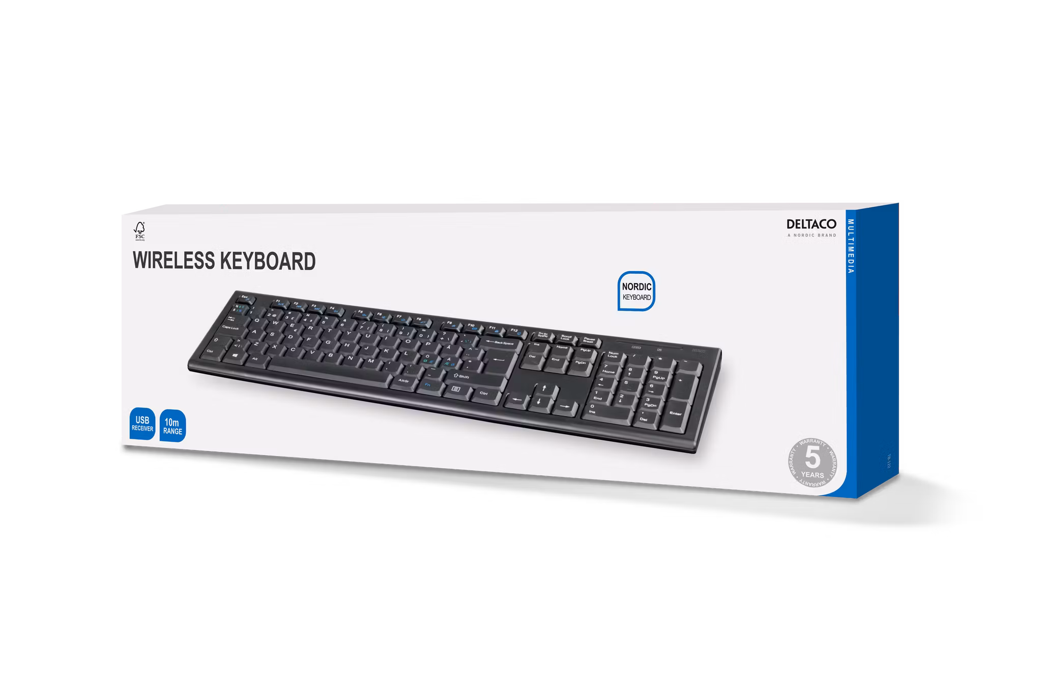 DELTACO TB-122 Trådlöst Tangentbord – Nordisk Layout, Svart