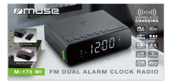 Muse M-175 WI Väckarklocka FM & Trådlös laddning – Dubbla alarm, vit
